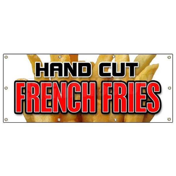 Signmission HAND CUT FRENCH FRIES BANNER SIGN chips idaho crispy onion rings frys B-96 Hand Cut French Fries - main